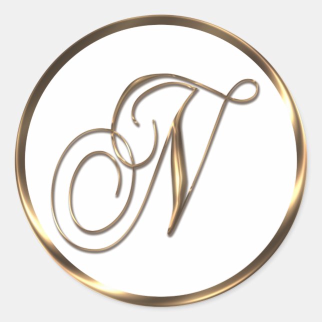 Sticker Rond Monogramme N Faux Bronze (Devant)