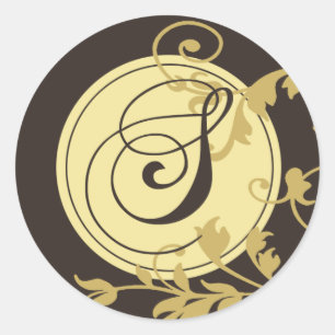 Sticker Rond Monogramme néopolite initial "S" (Epresso)