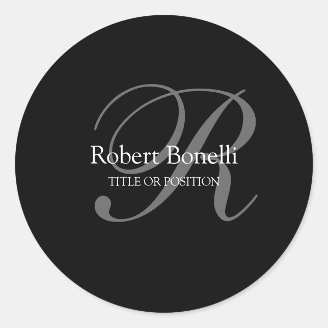 Sticker Rond Monogramme noir blanc gris (Devant)