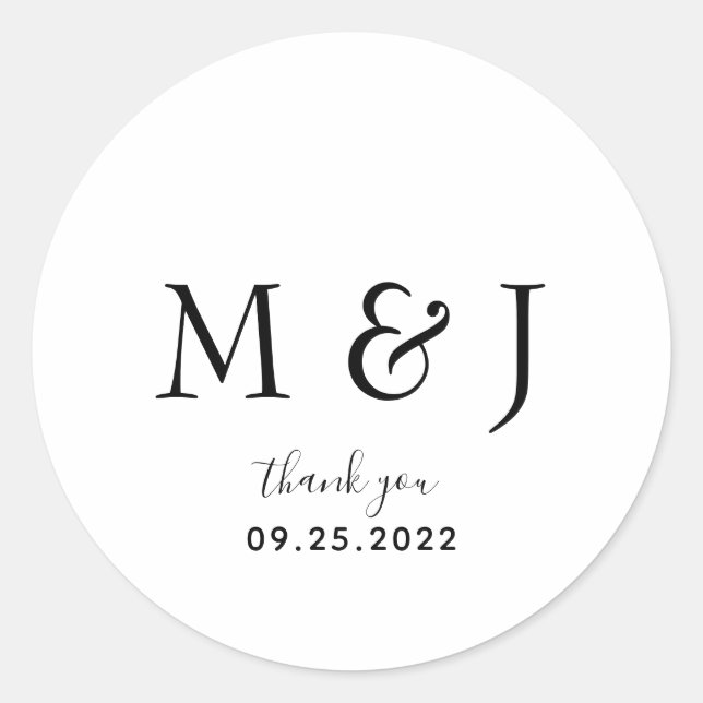 Sticker Rond Monogramme noir classique simple (Devant)