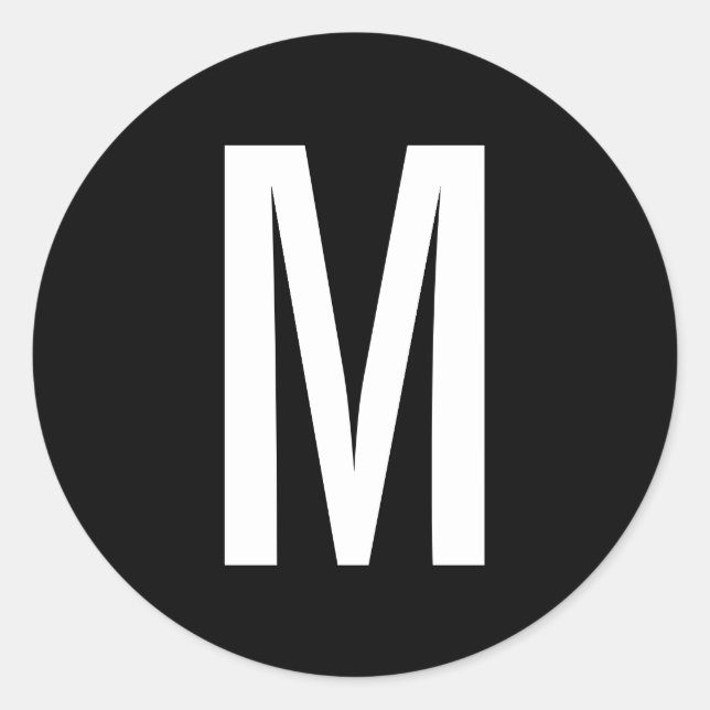 Sticker Rond Monogramme noir et blanc simple (Devant)