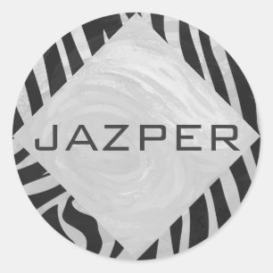 Sticker Rond Monogramme noir et gris clair Zebra