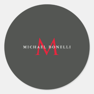 Sticker Rond Monogramme noir noir minimaliste moderne