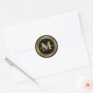 Sticker Rond Monogramme noir or