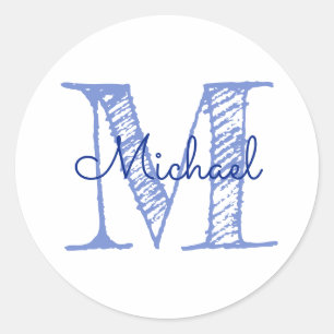 Sticker Rond Monogramme Nom personnalisé Garçon Vêtements Enfan