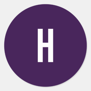 Sticker Rond Monogramme Nom Propre Initial Minimaliste Bleu Min