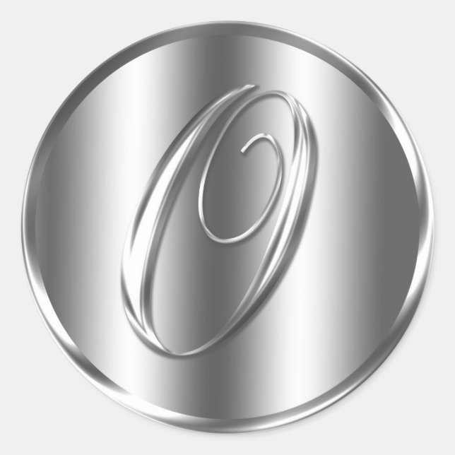 Sticker Rond Monogramme O Faire-part de mariage couleur argent (Devant)