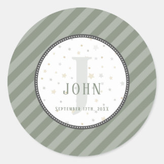 Sticker Rond Monogramme & Olive Green d'anniversaire