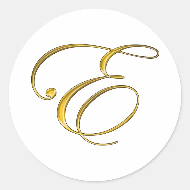 Sticker Rond Monogramme Or E (Devant)