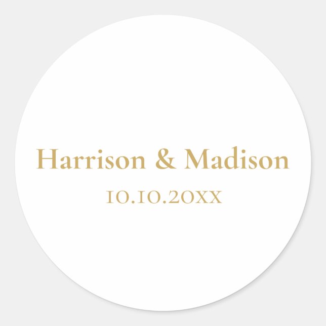 Sticker Rond Monogramme or élégance mariage personnalisé faveur (Devant)