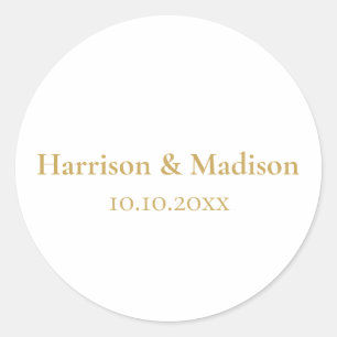 Sticker Rond Monogramme or élégance mariage personnalisé faveur