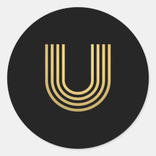 Sticker Rond Monogramme Or moderne