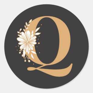 Sticker Rond Monogramme or Q