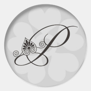 Sticker Rond Monogramme P de bordure en argent