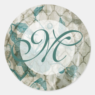 Sticker Rond Monogramme   papillons arabes V