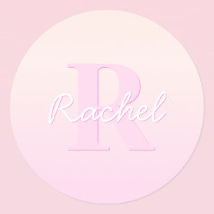 Sticker Rond Monogramme personnalisable   Ombre de la pêche et 