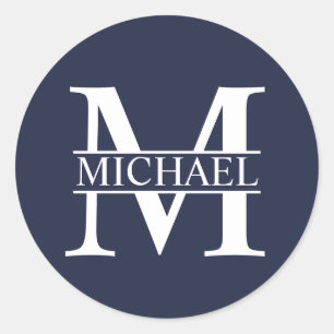 Sticker Rond Monogramme personnalisé et nom