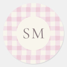 Monogramme Personnalisé Gingham Rose Pâle