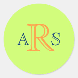Sticker Rond Monogramme Personnalisé Marine, Cantaloue, Sceau V