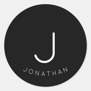 Sticker Rond Monogramme personnalisé minimal initial et nom