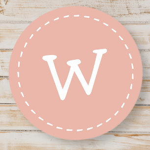 Sticker Rond Monogramme personnalisé moderne mignon simple poin