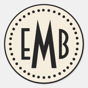 Sticker Rond Monogramme Personnalisé (Oeuf/Lavette