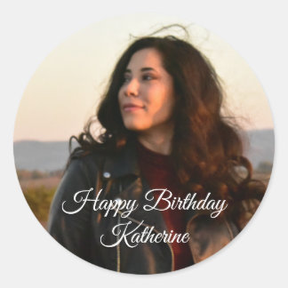 Sticker Rond Monogramme personnalisé Photo et/ou Nom/Message