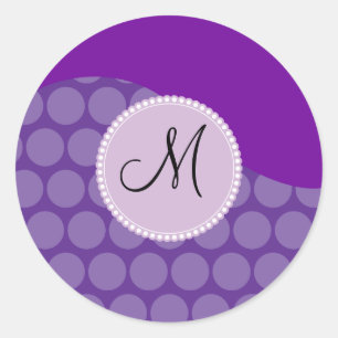 Sticker Rond Monogramme personnalisé Premier Polka Polka Dot Va