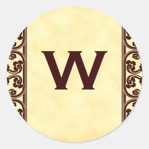 Sticker Rond Monogramme personnel élégant en Brown