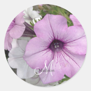 Sticker Rond Monogramme Purple Floral Photographie