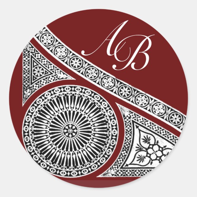 Sticker Rond MONOGRAMME RENAISSANCE, rouge (Devant)