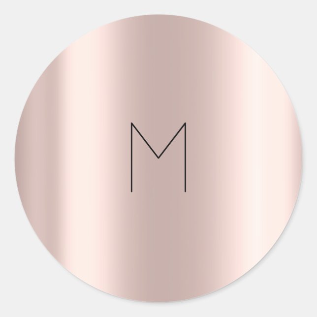 Sticker Rond Monogramme rond gris rose rose or (Devant)