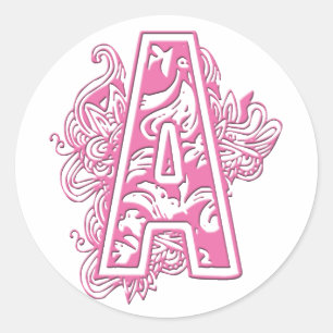 STICKER ROND MONOGRAMME ROSE A