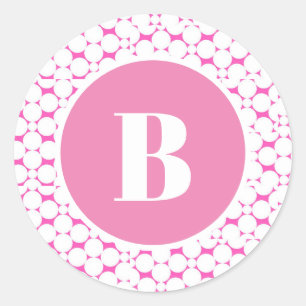 Sticker Rond Monogramme rose Baby shower Party Favoriser Sticke