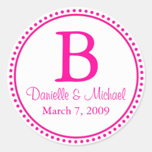 Sticker Rond Monogramme rose chaud