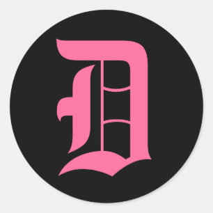 Sticker Rond Monogramme rose D