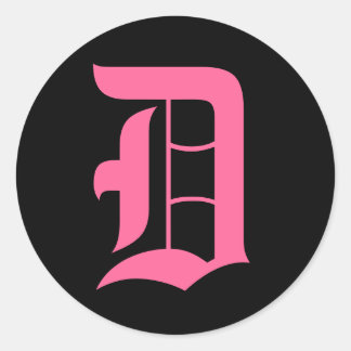 Sticker Rond Monogramme rose D