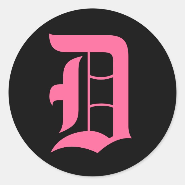 Sticker Rond Monogramme rose D (Devant)