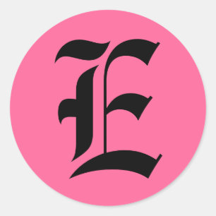 Sticker Rond Monogramme rose E