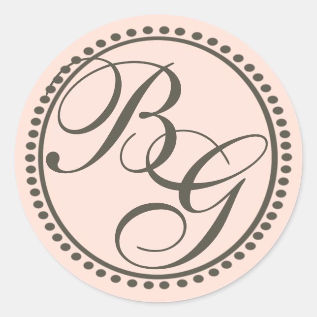 Sticker Rond monogramme rose et brun (Devant)