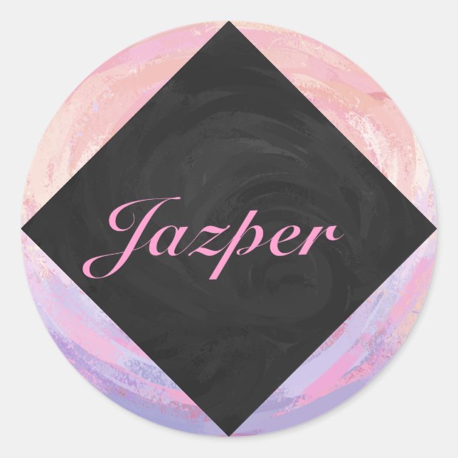 Sticker Rond Monogramme rose et noir (Devant)
