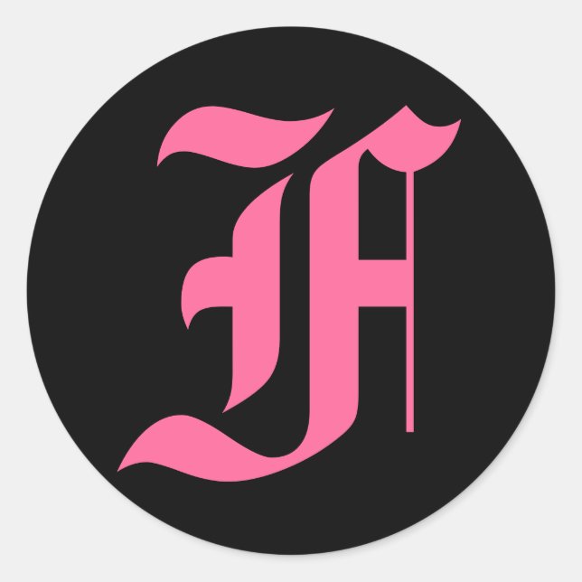 Sticker Rond Monogramme rose F (Devant)