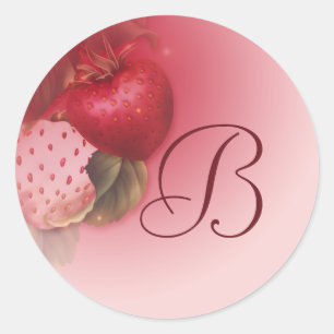 Sticker rond Monogrammé Rose fraise