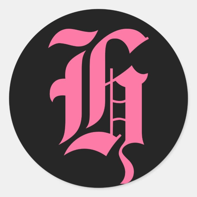 Sticker Rond Monogramme rose H (Devant)