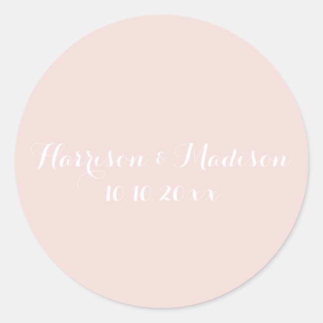 Sticker Rond Monogramme rose pâle faveurs de mariage personnali (Devant)