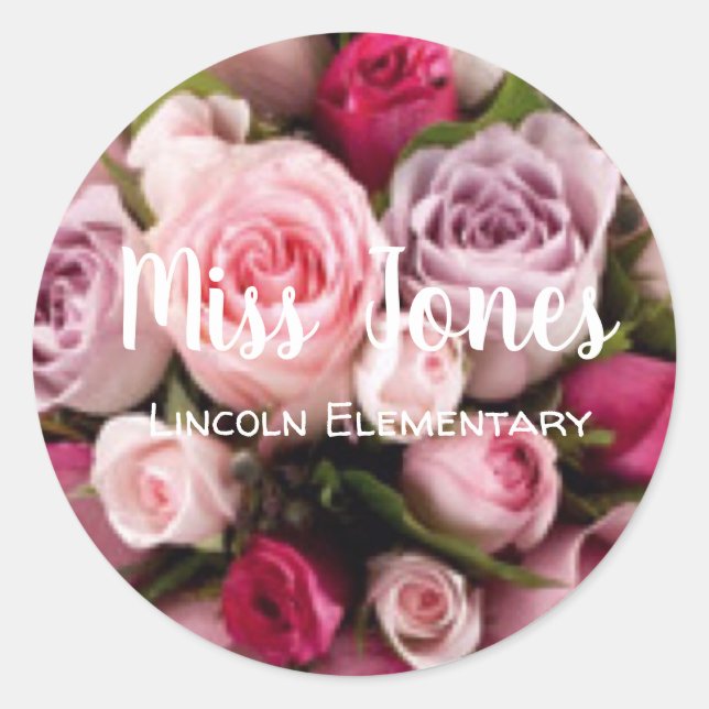 Sticker Rond Monogramme Rose tendance Conception de l'enseignan (Devant)