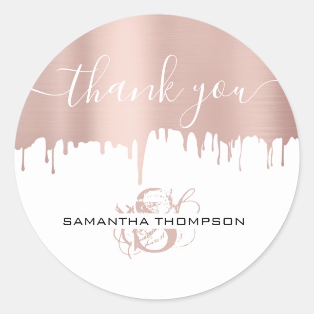Sticker Rond Monogramme Rose tendance Pink Gold (Devant)