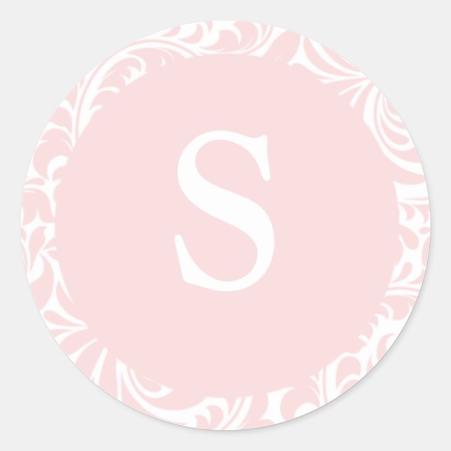 Sticker Rond Monogramme S Blush Color Invitation Phoques Pour M (Devant)