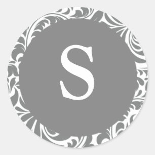 Sticker Rond Monogramme S Gris Gris Designer Mariage Monogramme