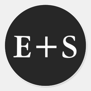 Sticker Rond Monogramme   Sceau d'enveloppe de mariage noir et 